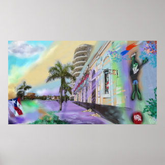Gamla San Juan, Puerto Rico - konstnärlig collage Poster