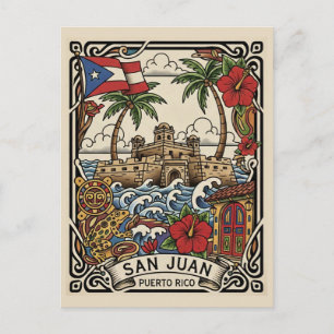 Gamla San Juan Puerto Rico Resa Vykort