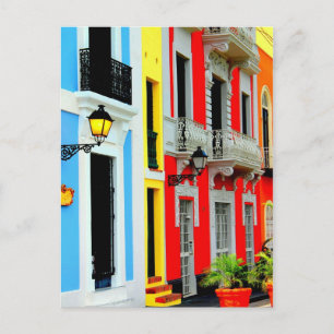 Gamla San Juan - Vibrant Row Houses prickar gatorn Vykort