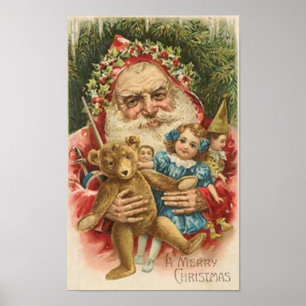 Gamla Santa och Leksaker Poster