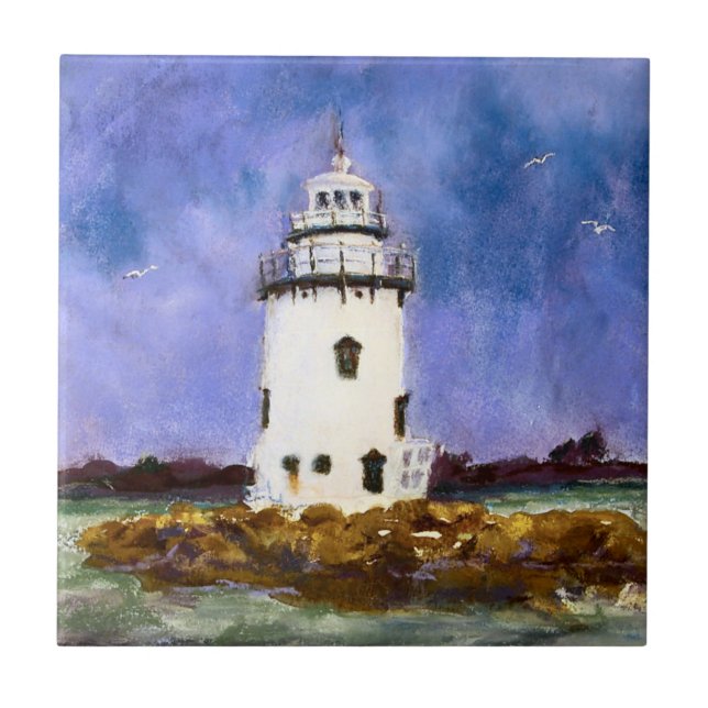 Gamla Saybrook Connecticut fyr Maureen Girard Kakelplatta (Framsidan)
