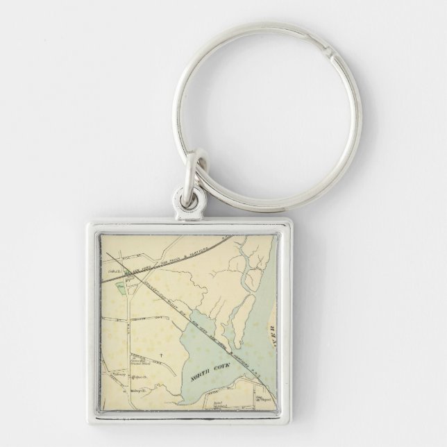 Gamla Saybrook Fyrkantig Silverfärgad Nyckelring (Framsidan)