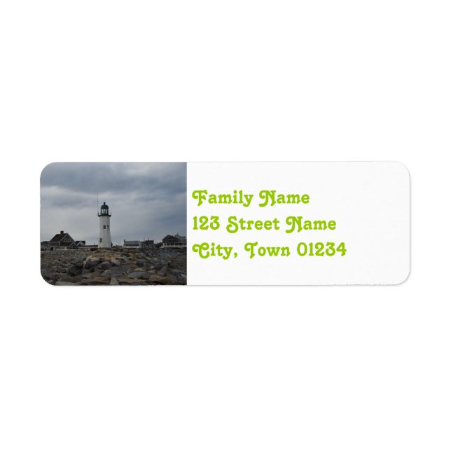 Gamla Scituate Lighthouse Returadress Etikett (Framsidan)
