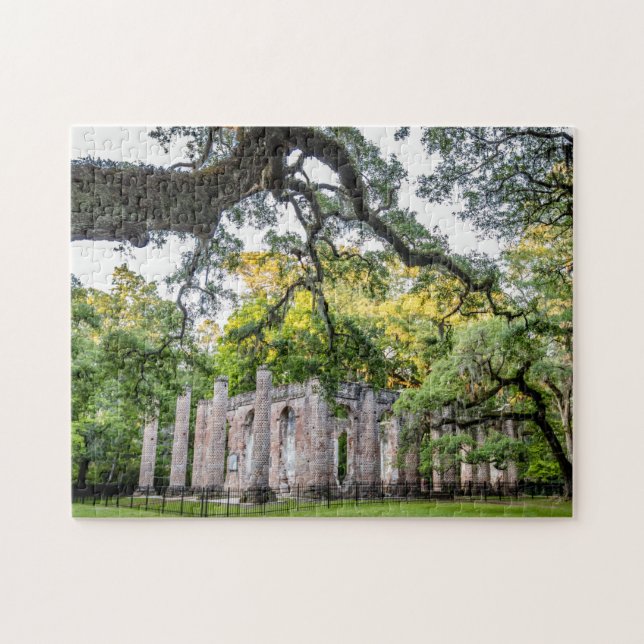 Gamla Sheldon Church Ruins Photo Puzzle Pussel (Horisontell)