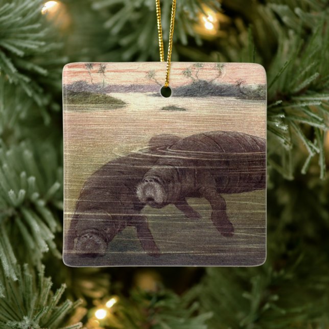 Gamla sjökor, marina däggdjur julgransprydnad keramik (Träd)