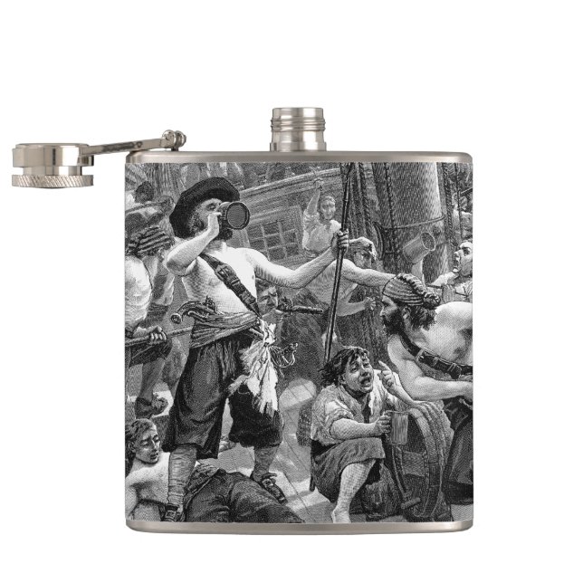 Gamla sjörövare som slåss och dricker på skeppet fickplunta (Öppnad)