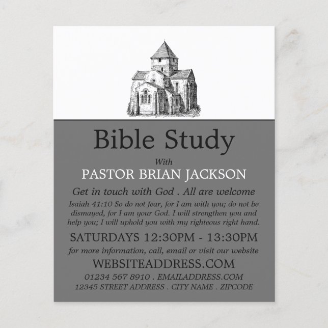 Gamla sketchkyrkan, kristen bibelklass Advert Flygblad (Framsidan)