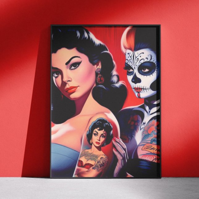Gamla skolans tatuerade pinuppor poster (Skapare uppladdad)