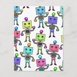 Gamla Skool retro Robots Vykort