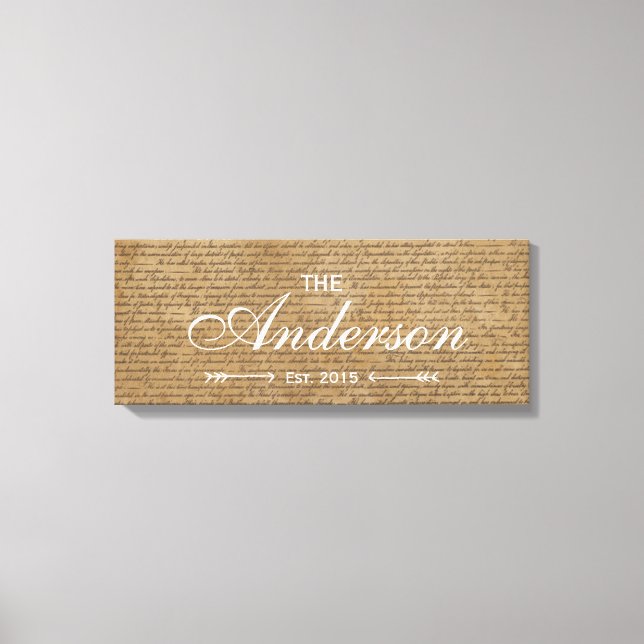 Gamla skript-familjens Etablerade familje-Namn-tec Canvastryck (Framsida)