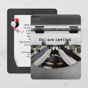 Gamla skrivmaskin-Födelsedagsfest Inbjudningar