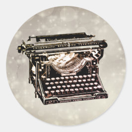 Gamla skrivmaskin för antikisk Vintage som kan sam Runt Klistermärke