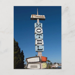 Gamla skyltar för Fireside Inn Motel, Santa Cruz, Vykort