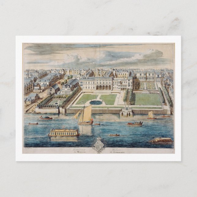 Gamla Somerset House på Strand, graverat av Jean Vykort (Framsida)