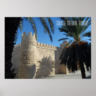 Gamla Sousse stad Medina gatuutsnitt Tunisien Poster
