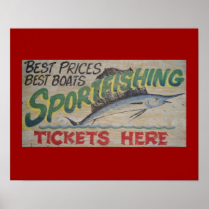 Gamla sportfiskeskyltar. poster