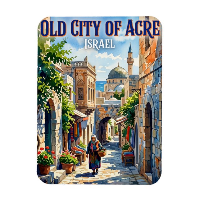 Gamla staden Acre Israel Magnet (Vertikal)