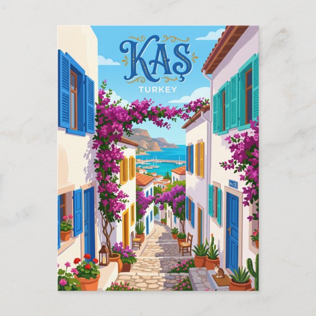 Gamla stadsgränden, Kaş Turkiet Vykort (Framsida)