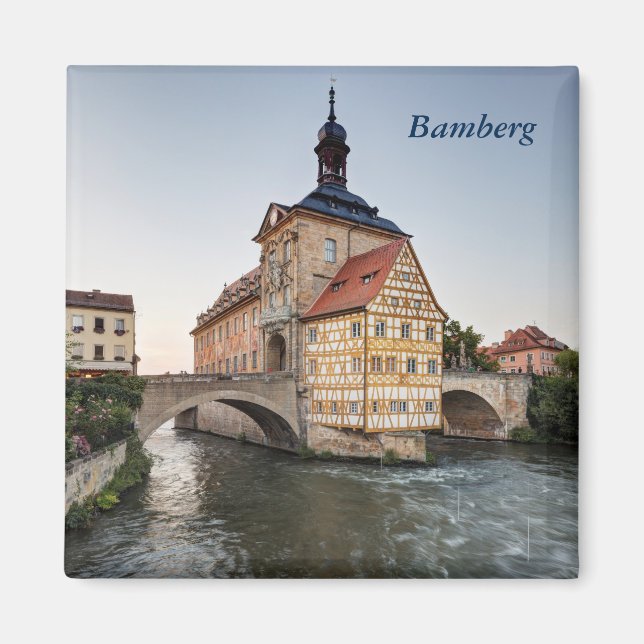 Gamla stadshuset och Obere Bridge i Bamberg Magnet (Framsidan)