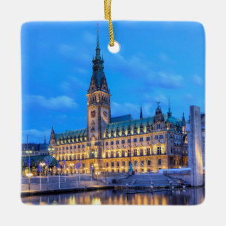 Gamla stadshuset på Rathausmarkt i Hamburg, Tyskla Julgransprydnad Keramik