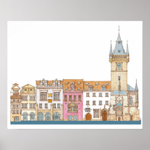 Gamla stadshuset. Prag Tjeckiska Poster