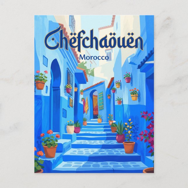 Gamla stan i Chefchaouen Marocko Vykort (Framsida)