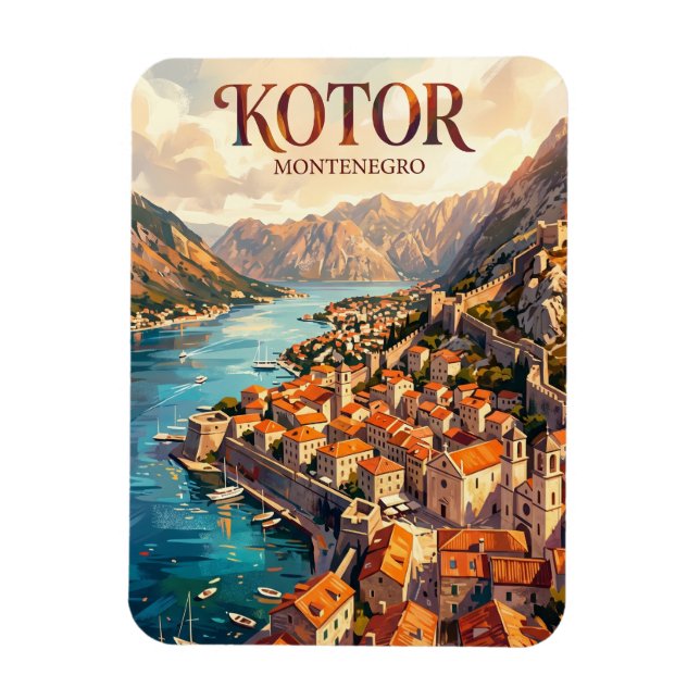 Gamla stan, Kotorbukten, Kotor Montenegro Magnet (Vertikal)