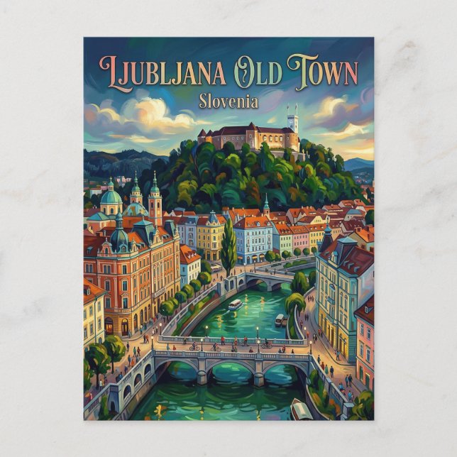 Gamla stan Ljubljana Slovenien Vykort (Framsida)