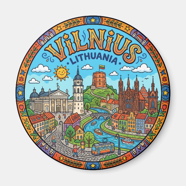 Gamla stan Vilnius Litauen Magnet (Framsidan)