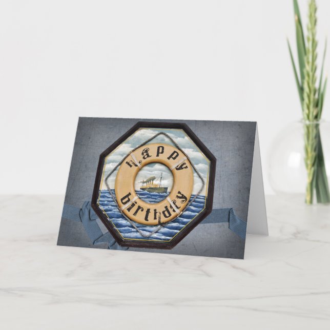 Gamla Steamship Birthday Kort (Framsida)