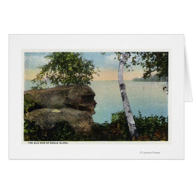 Gamla Sten-bildningen av Eagle Island View Hälsningskort (Framsidan Horizontal)