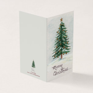 Gamla Stil Watercolor Julgran i Snö Holi Kort