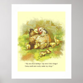 Gamla Storybook Page Mor Hen med Chickarna Nursery Poster