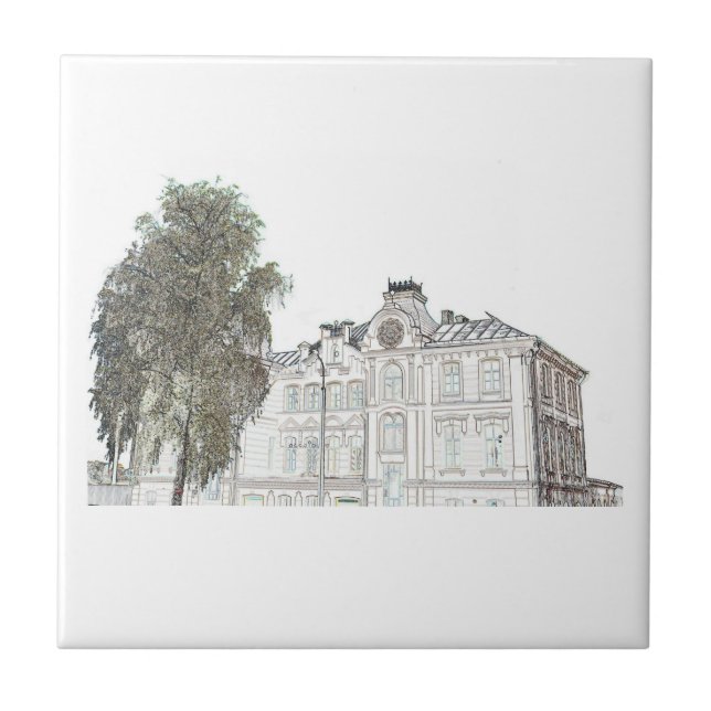 Gamla synagogue Architecture Sketch Kakelplatta (Framsidan)