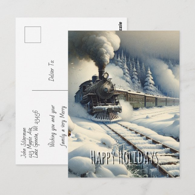 Gamla Tåg och Vintage Glad helg Vykort (Fram/baksida)