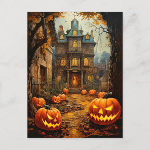 Gamla taloky Haunted House Halloween Vykort