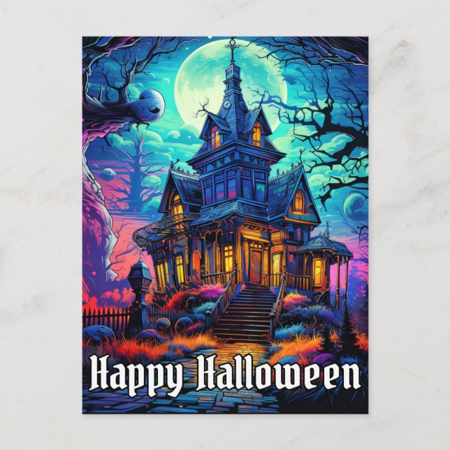 Gamla taloky Haunted House | HAPPY HALLOWEEN Vykort (Framsida)