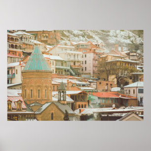 Gamla Tbilisi historiska byggnad. Caucasus Travel Poster
