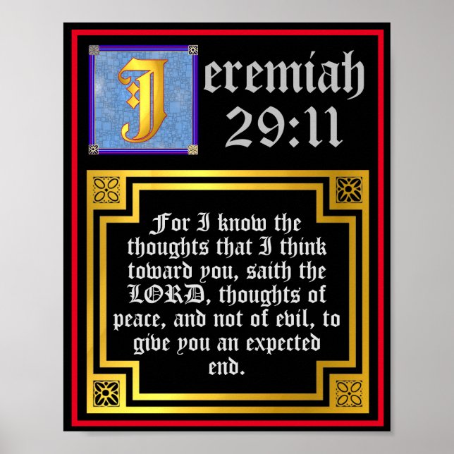 Gamla testament Jeremiah 29 11 Upplyst citat Poster (Framsidan)