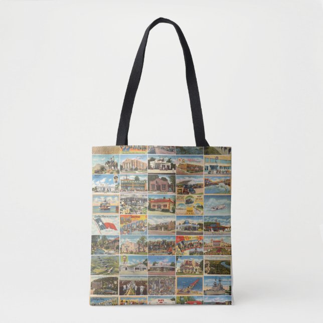 Gamla Texas Postcards Tote Tygkasse (Framsida)