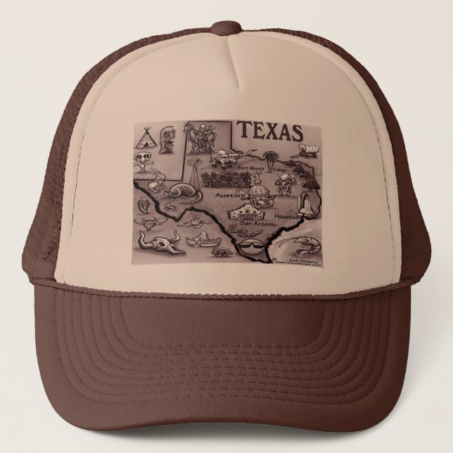 Gamla Texas Tecknad Karta Keps (Framsida)