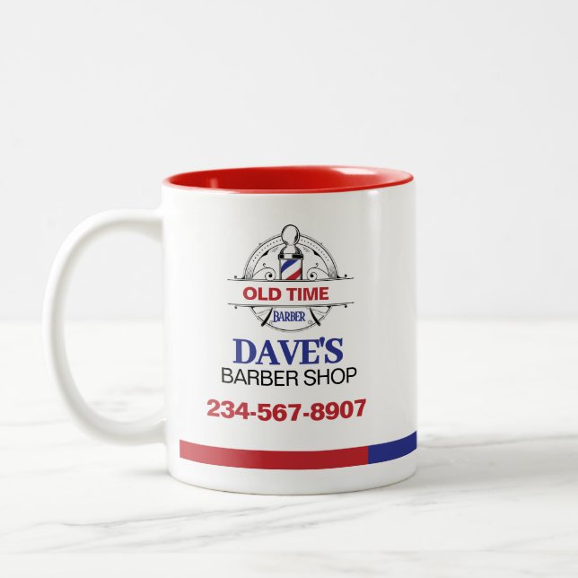 Gamla Time Barber Shop Två-Tonad Mugg (Vänster)