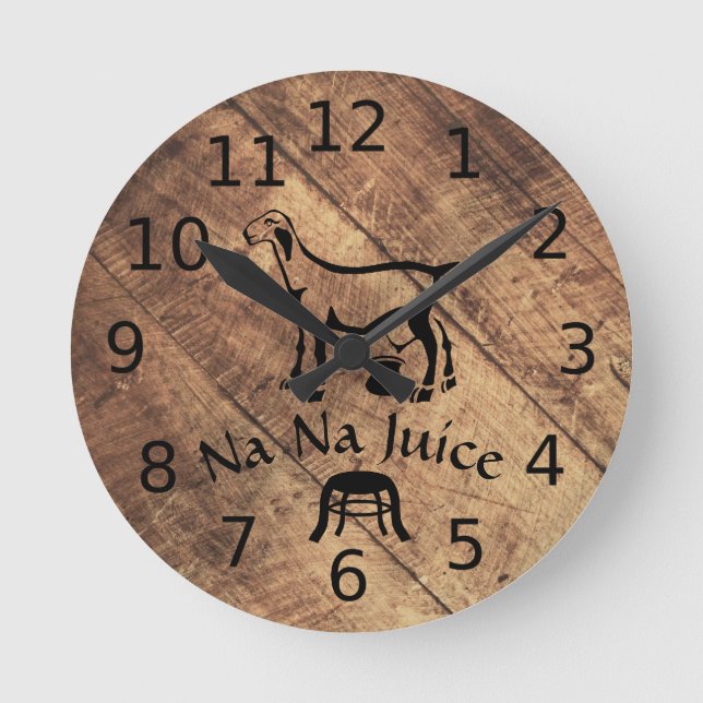 Gamla Timer Line Art Milking Nanny Goat Rund Klocka (Framsida)