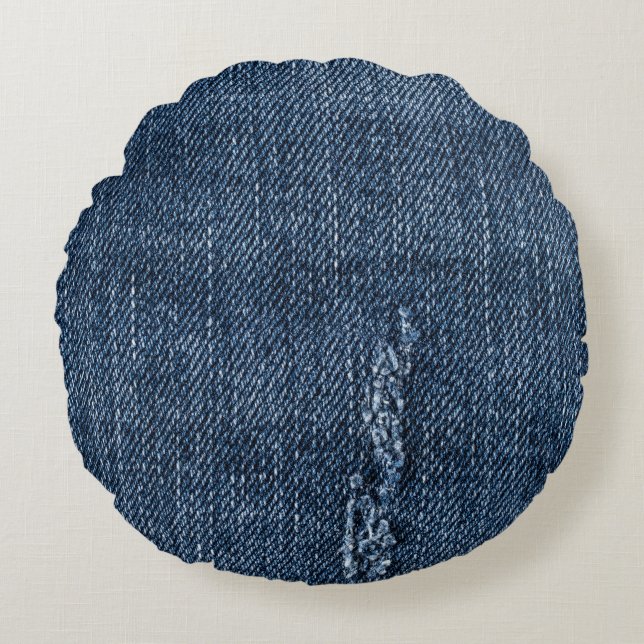 Gamla torn denim: jeans struktur. rund kudde (Framsidan)