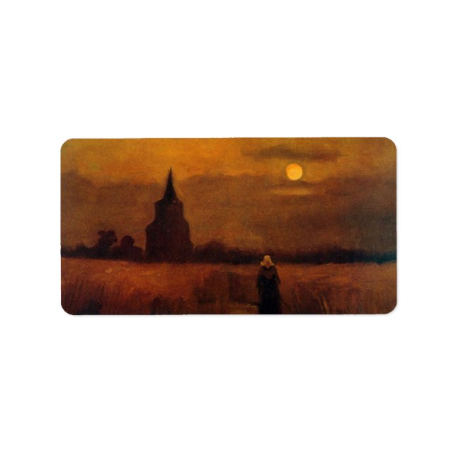 Gamla Torn i Fält av Vincent van Gogh Adressetikett (Framsidan)