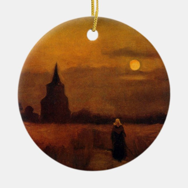 Gamla Torn i Fält av Vincent van Gogh Julgransprydnad Keramik (Framsidan)