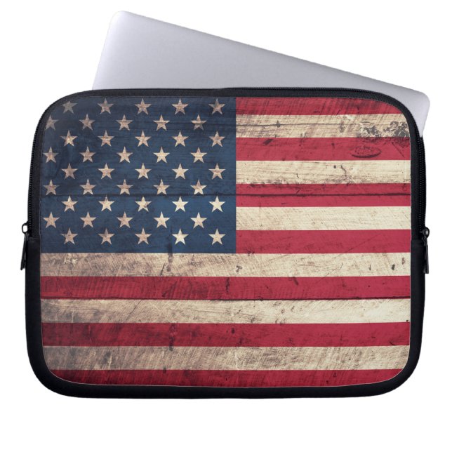 Gamla träamerikanska Flagga Laptop Sleeve (Framsidan)