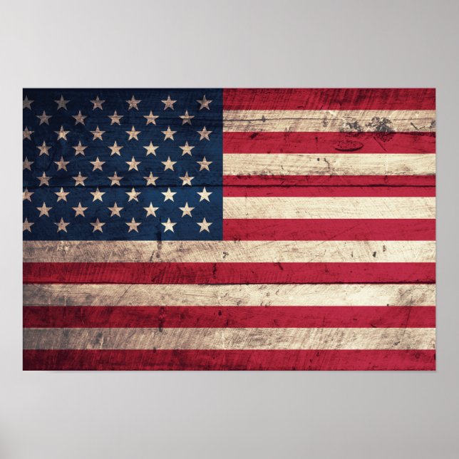 Gamla träamerikanska Flagga Poster (Framsidan)