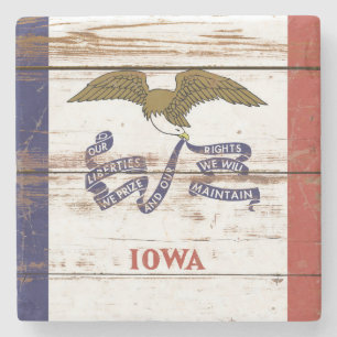 Gamla träet Iowa Statlig flagga Stenunderlägg