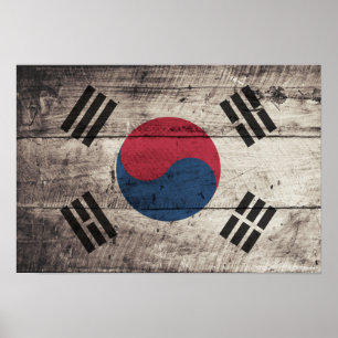 Gamla träkoreanska Flagga Poster